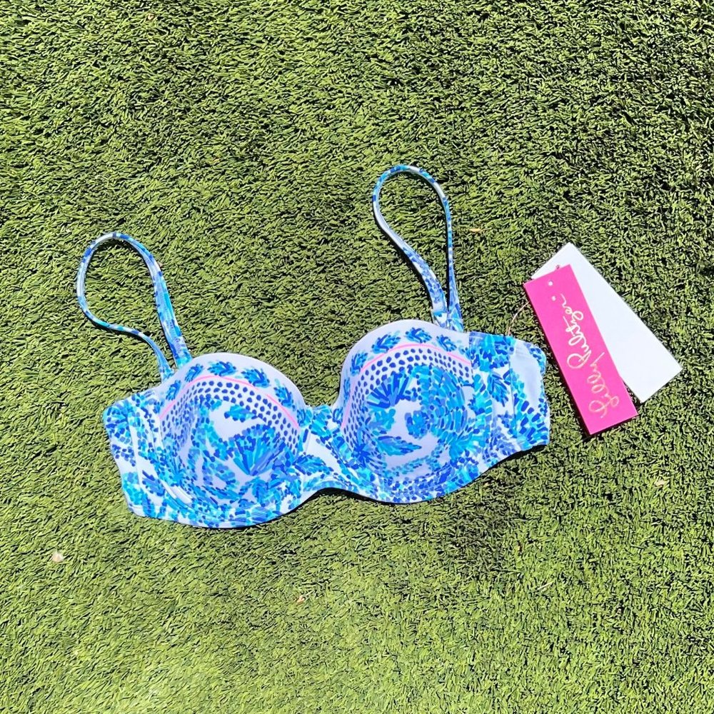 *NWT* Lilly Pulitzer Swim Bikini INDIVIDUAL - Convertible Top - Blue Abstract